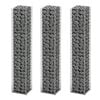 vidaXL Gabionų rinkinys, 3 vnt., cinkuota viela, 25 x 25 x 150 cm