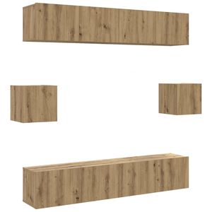 vidaXL 6 dalių sieninis televizoriaus spintelės komplektas Artisan Oak