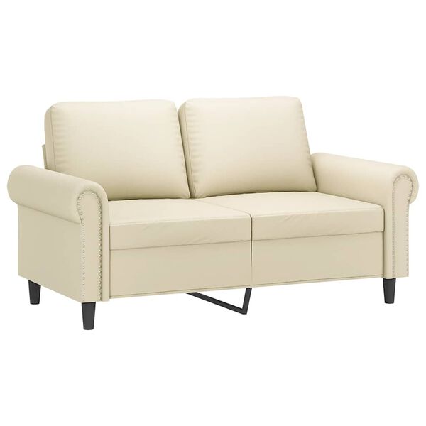 vidaXL Dvivietė sofa, kreminės spalvos, 120cm, dirbtinė oda