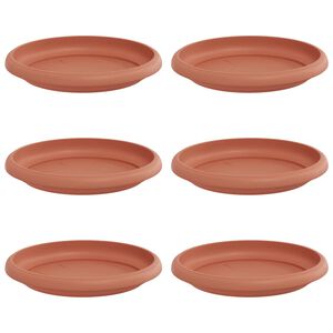 vidaXL Apvalus gėlių padėklas 6 vnt. Raudona plyta &Oslash; 14 x 2 cm