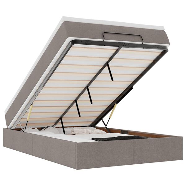 vidaXL Osmanų lovos rėmas su čiužiniu, taupe, 120x190 cm, audinys