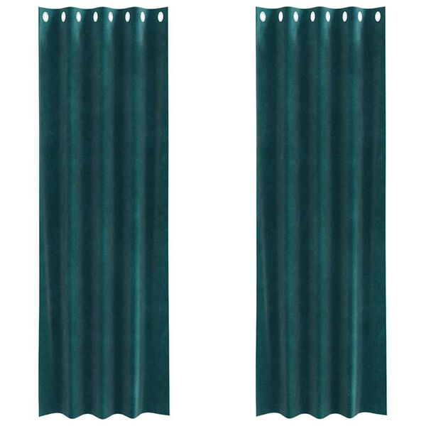 vidaXL Užtemdymo užuolaidos 2 pcs Tamsiai žalia 140 x 225 cm Aksomas