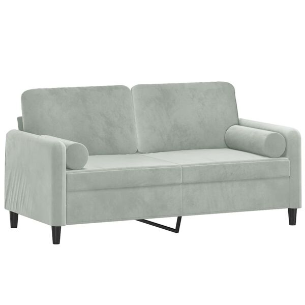 vidaXL Dvivietė sofa su pagalvėlėmis, &scaron;viesiai pilka, 140cm, aksomas