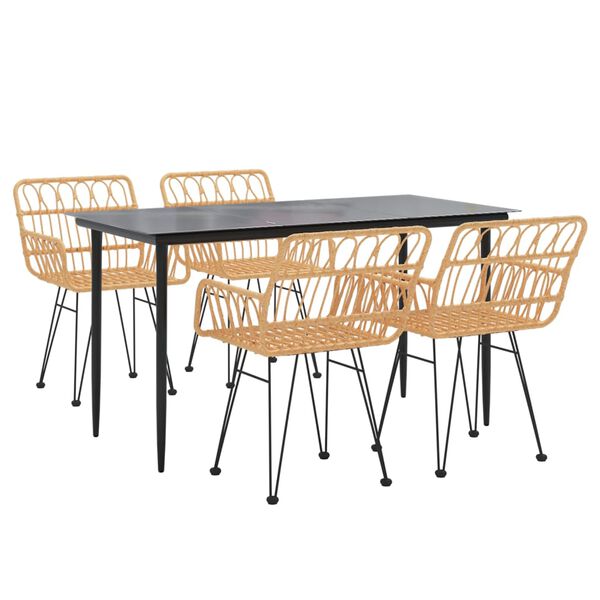 vidaXL Sodo valgomojo baldų komplektas, 5 dalių, poliratanas