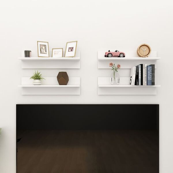 vidaXL Sieninės lentynos, 4vnt., baltos spalvos, 60x11,5x18cm, MDP