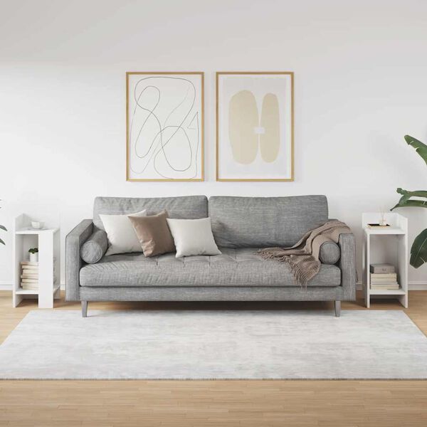 vidaXL Šoniniai staliukai su lentyna, 2vnt., balti, 25,5x27x60cm