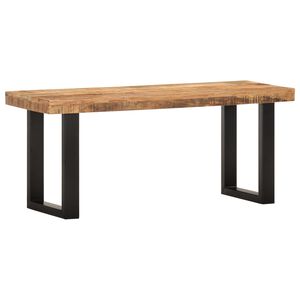 vidaXL Suoliukas, 110cm, neapdorotos mango medienos masyvas ir plienas
