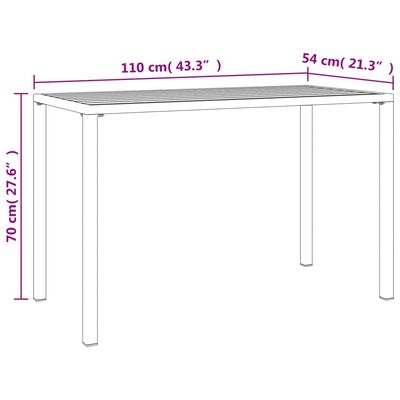 vidaXL Sodo valgomojo stalas, antracito, 110x54x70cm, plienas