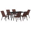 vidaXL Sodo valgomojo komplektas 7 pcs Ruda ir juoda