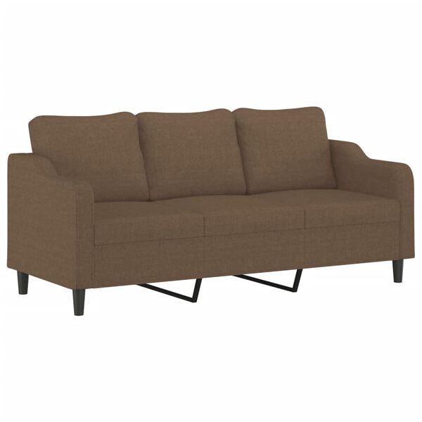 vidaXL Trivietė sofa, rudos spalvos, 180cm, audinys