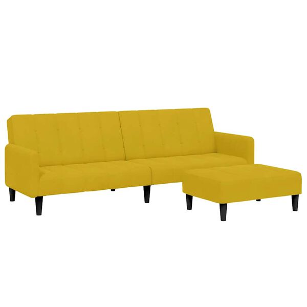 vidaXL Dvivietė sofa-lova su pakoja, geltonos spalvos, aksomas