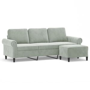 vidaXL Trivietė sofa su pakoja, geltonos spalvos, 180cm, aksomas