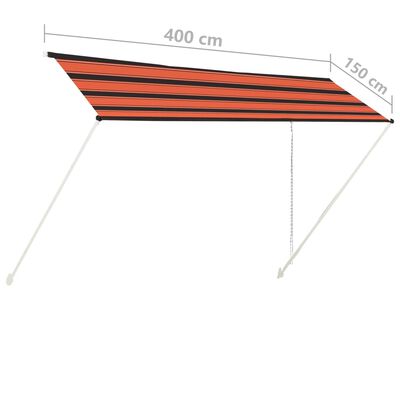 vidaXL Ištraukiama markizė, oranžinės ir rudos spalvos, 400x150cm