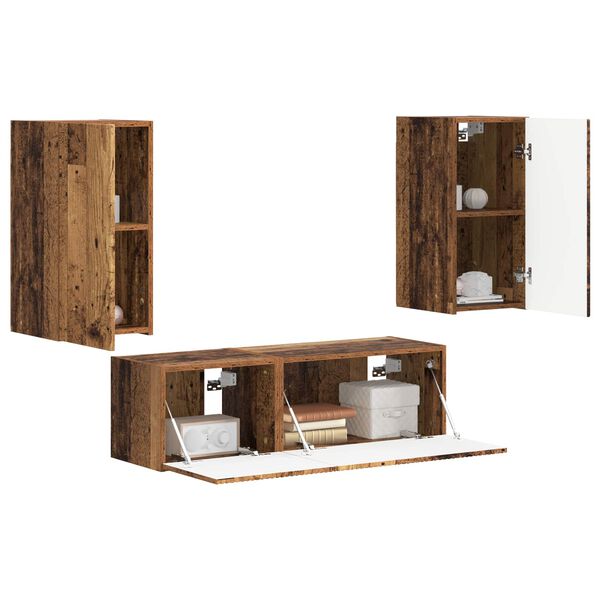 vidaXL TV sieninio kabineto komplektas 4 pcs Senas medis