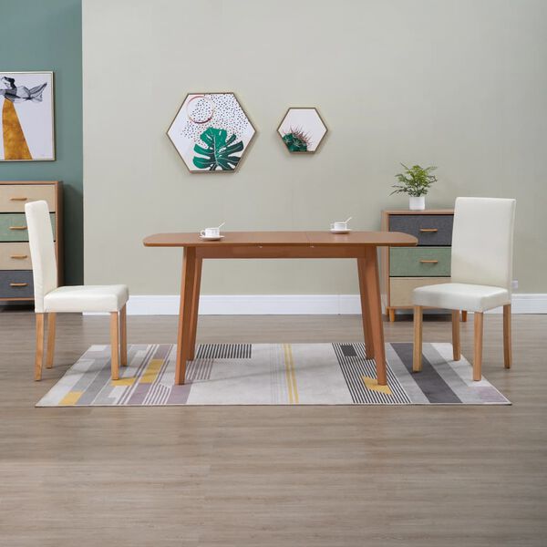 vidaXL Valgomojo kėdės, 2vnt., kreminės spalvos, dirbtinė oda