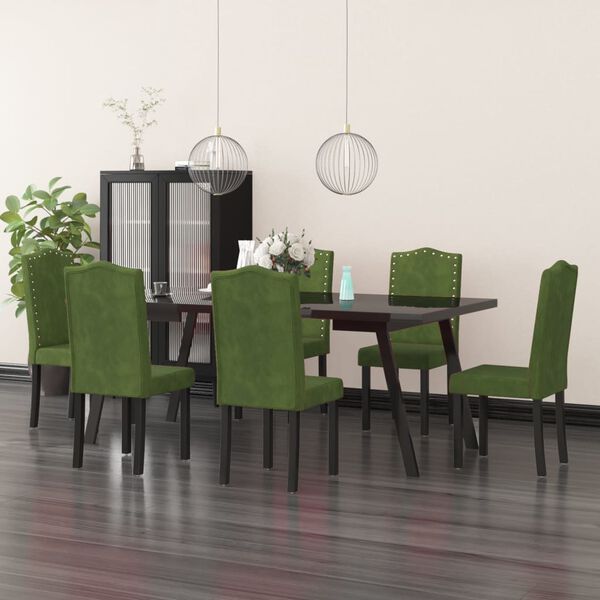 vidaXL Valgomojo kėdės, 6vnt., tamsiai žalios spalvos, aksomas