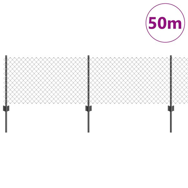 vidaXL Tvora su stulpais Pilka 0,4 x 50 m Plienas ir PVC