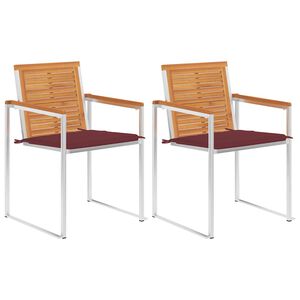 vidaXL Sodo kėdės su pagalvėlėmis, 2vnt., akacijos masyvas ir plienas