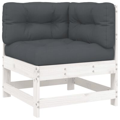 vidaXL Sodo komplektas su pagalvėlėmis, 4 dalių, baltas, mediena