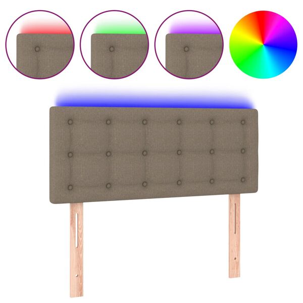 vidaXL Galvūgalis su LED, taupe spalvos, 90x5x78/88cm, audinys