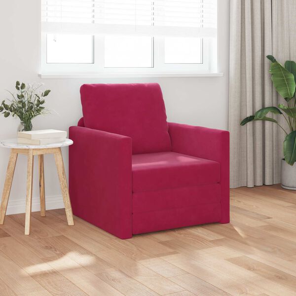 vidaXL Sofa lova 60cm Vyno raudona Aksomas