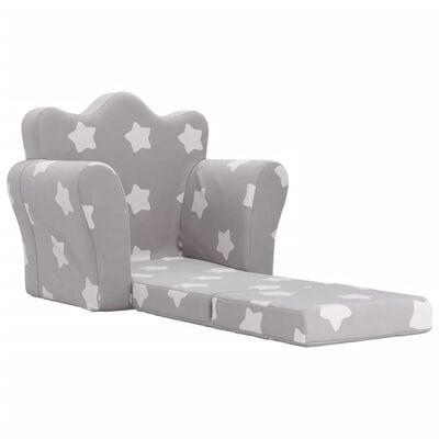 vidaXL Vaikiška sofa-lova, pilka, minkštas pliušas, su žvaigždėmis