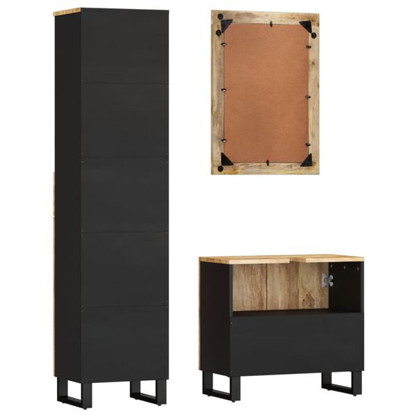 vidaXL Vonios kambario baldų komplektas, 3 dalių, mango masyvas