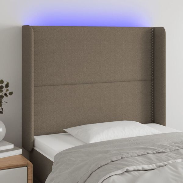 vidaXL Galvūgalis su LED, taupe spalvos, 103x16x118/128cm, audinys
