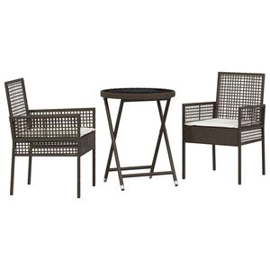 vidaXL Sodo Bistro Rinkinys 3 pcs Ruda Poli ratanas