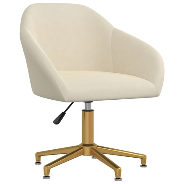 vidaXL Pasukamos valgomojo kėdės, 2vnt., kreminės spalvos, aksomas