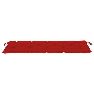 vidaXL Batavia suoliukas su raudona pagalve, 150cm, tikmedžio masyvas