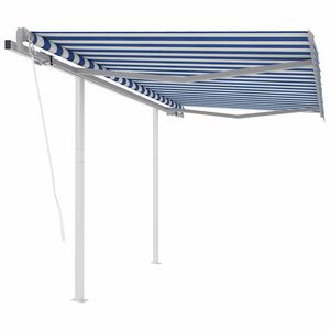 vidaXL Automatiniu būdu i&scaron;traukiama markizė, mėlyna ir balta, 3x2,5m