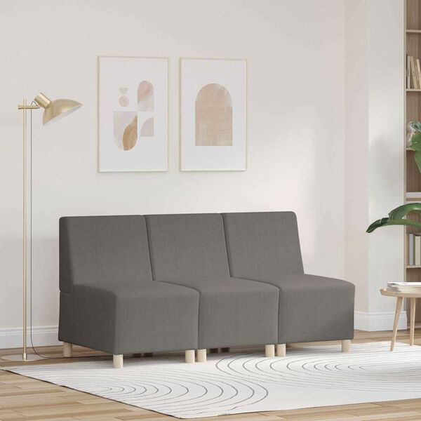 vidaXL Modulinis sofa vienetas be rankų 3 pcs Šviesiai pilka