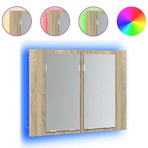 vidaXL Veidrodinė vonios spintelė su LED, ąžuolo, 60x12x45cm, akrilas