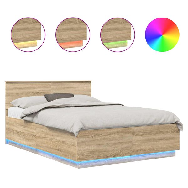 vidaXL Lovos rėmas Sonoma ąžuolas 150 x 200 cm Apdirbta mediena