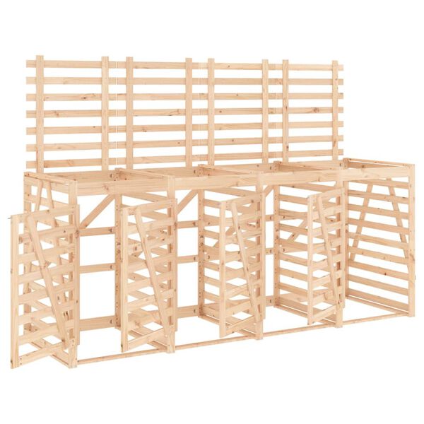 vidaXL Keturvietė konteinerių pastogė, pušies medienos masyvas