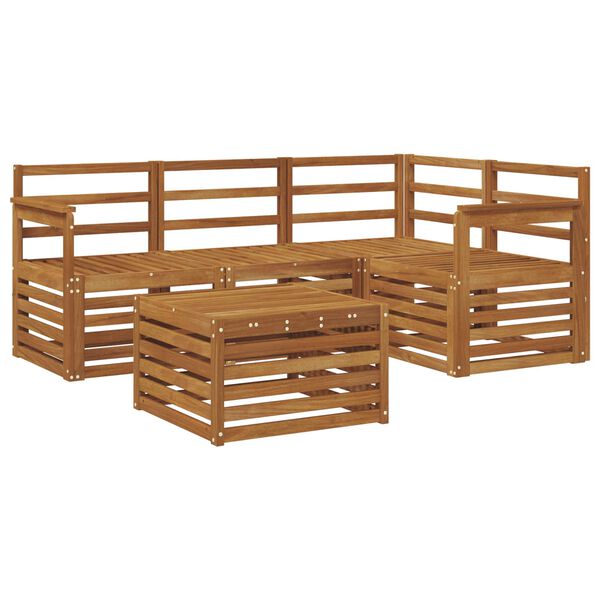 vidaXL Lauko sofos komplektas 5 pcs Natūrali Kietos akacijos mediena