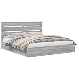 vidaXL Saugos lova Pilkas Sonoma 200 x 200 cm Apdirbta mediena