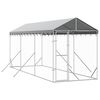 vidaXL Lauko voljeras &scaron;unims su stogu, sidabrinis, 2x6x2,5m, plienas