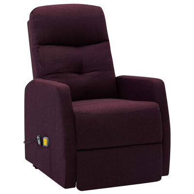 vidaXL Atsistojantis masažinis krėslas, violetinės spalvos, audinys