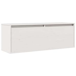 vidaXL Sieninė spintelė, balta, 100x30x35cm, pu&scaron;ies medienos masyvas