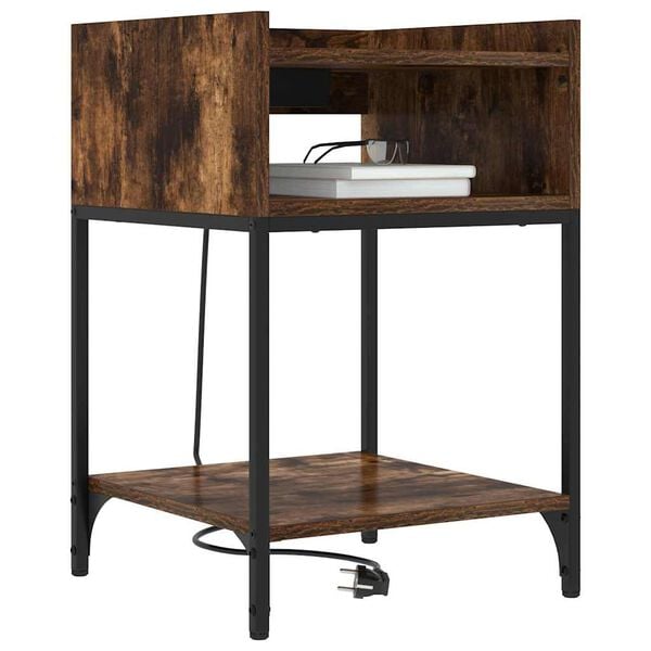 vidaXL &Scaron;alia lovos spintelė su lentyna Rūkyta ąžuolas 40 x 40 x 61 cm