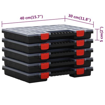 vidaXL Asortimentinės dėžutės, 5vnt., 40x30x5cm, polipropilenas
