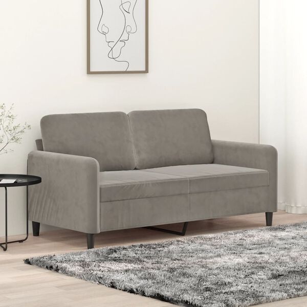 vidaXL Dvivietė sofa, šviesiai pilkos spalvos, 140cm, aksomas