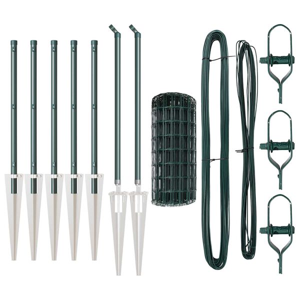 vidaXL Tvora su stulpais Žalia 0,4 x 10 m Plienas ir PVC