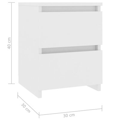 vidaXL Naktinė spintelė, baltos spalvos, 30x30x40 cm, MDP