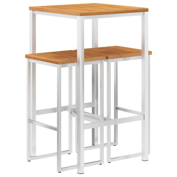 vidaXL Baro baldų komplektas, 3 dalių, tikmedžio masyvas ir plienas