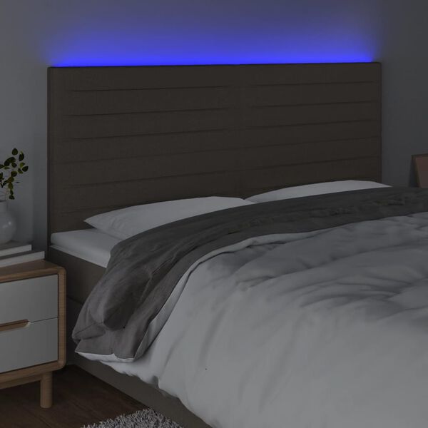 vidaXL Galvūgalis su LED, taupe spalvos, 160x5x118/128cm, audinys
