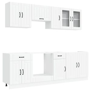 vidaXL Virtuvinių spintelių komplektas, 8 dalių, Kalmar, balta
