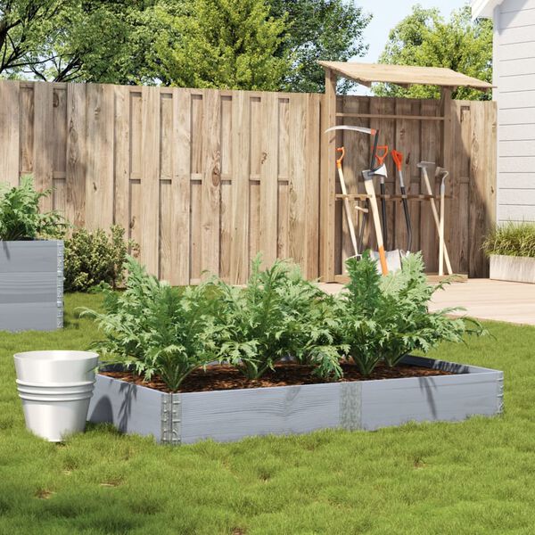 vidaXL Sodo lovelis, pilkas, 150x100cm, pu&scaron;ies medienos masyvas